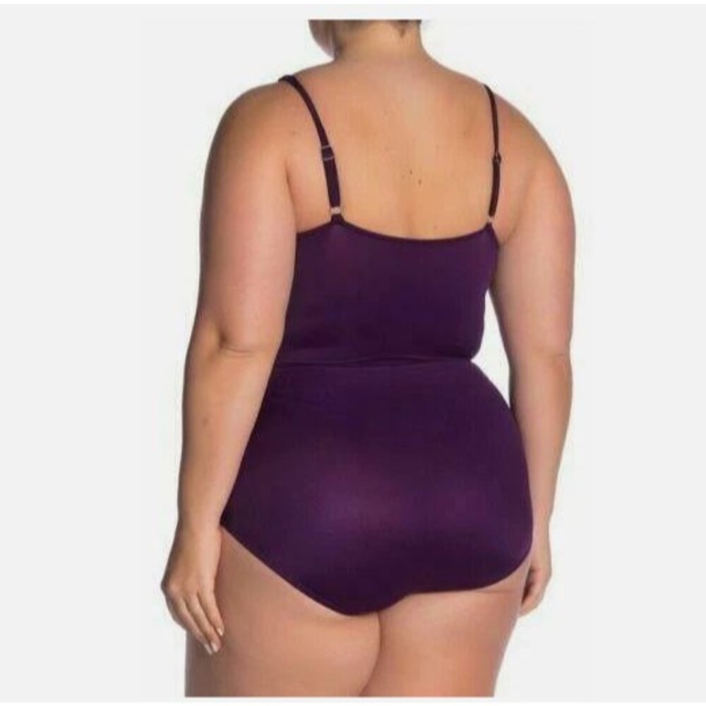 Miraclesuit Sanibel One Piece Swimsuit Womens Size 12 P Purple Ruched Wrap - Picture 2 of 8